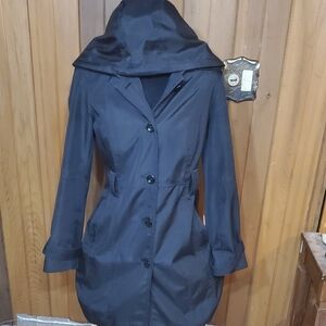 Women's Black Hooded Coat